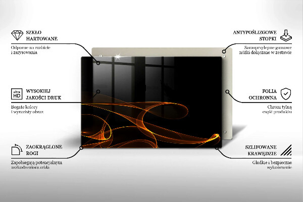 Skleněná deska za sporák Abstraktní linie