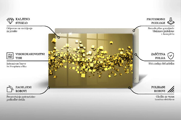 Skleněná deska za sporák Abstraktní 3D geometrie
