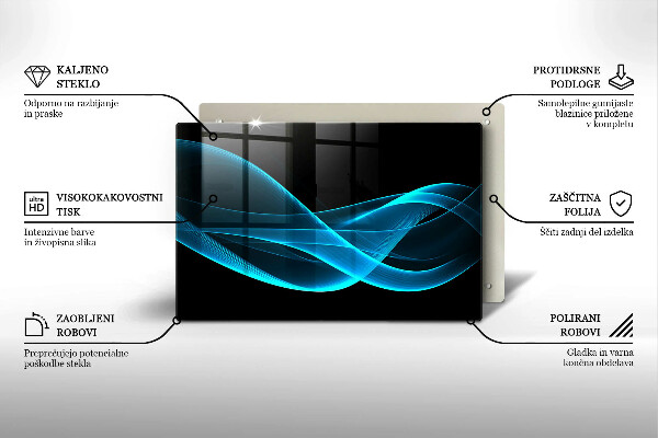 Skleněná deska za sporák Modrá abstrakce