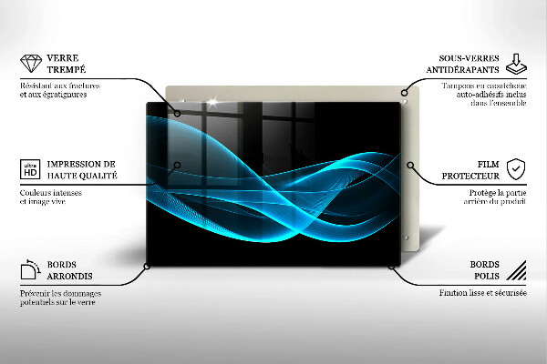 Skleněná deska za sporák Modrá abstrakce