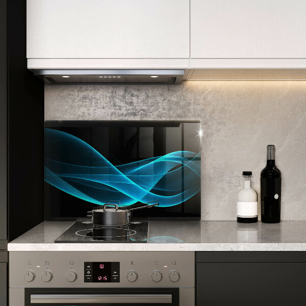 Skleněná deska za sporák Modrá abstrakce