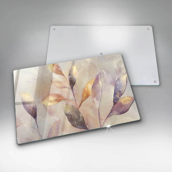 Skleněná deska za sporák Malované boho listy