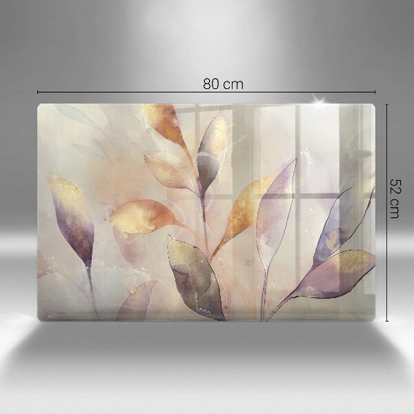 Skleněná deska za sporák Malované boho listy