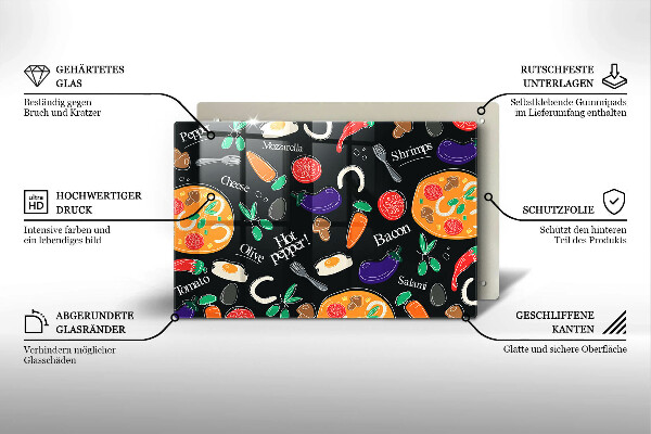 Skleněná deska za sporák Jídlo ilustrace