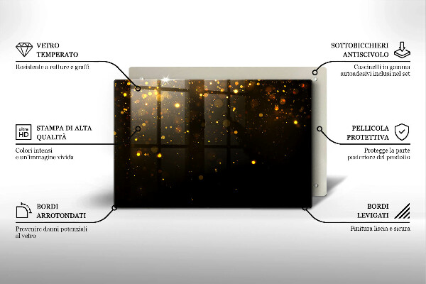 Skleněná deska za sporák Zlaté třpytky