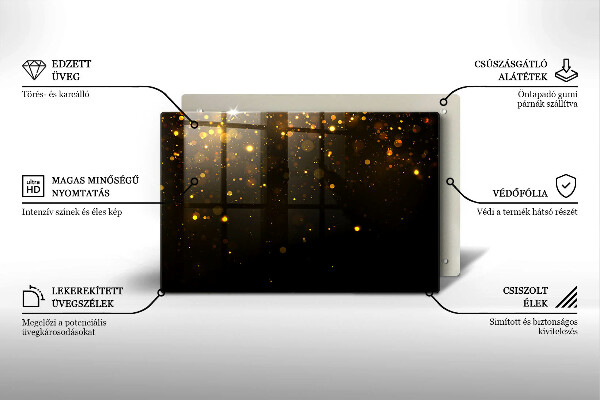Skleněná deska za sporák Zlaté třpytky