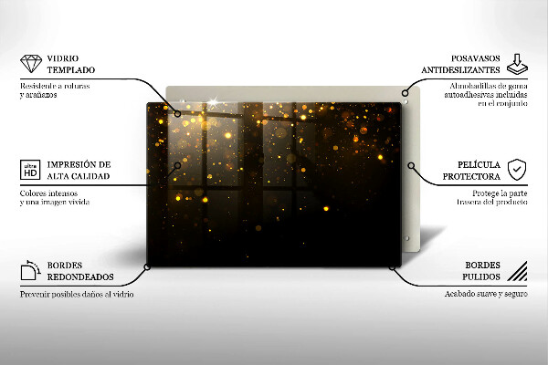 Skleněná deska za sporák Zlaté třpytky