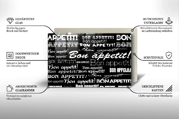 Skleněná deska za sporák Kuchyňské titulky Bon appetit