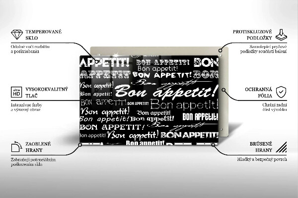 Skleněná deska za sporák Kuchyňské titulky Bon appetit