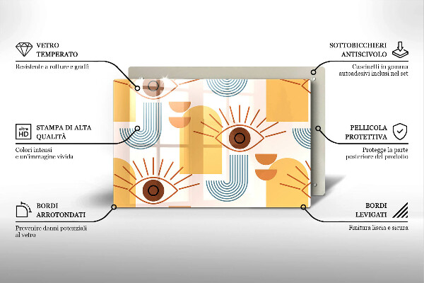 Skleněná deska za sporák Boho vzor očí