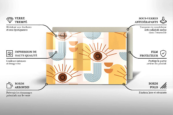 Skleněná deska za sporák Boho vzor očí