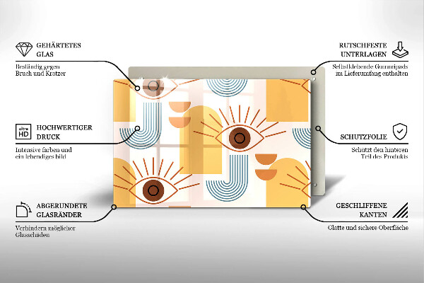 Skleněná deska za sporák Boho vzor očí