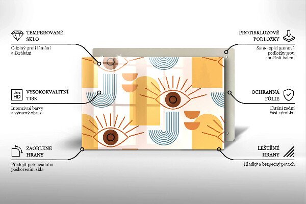 Skleněná deska za sporák Boho vzor očí