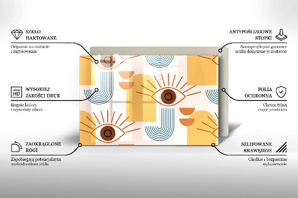 Skleněná deska za sporák Boho vzor očí