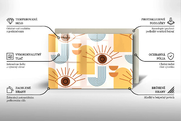 Skleněná deska za sporák Boho vzor očí