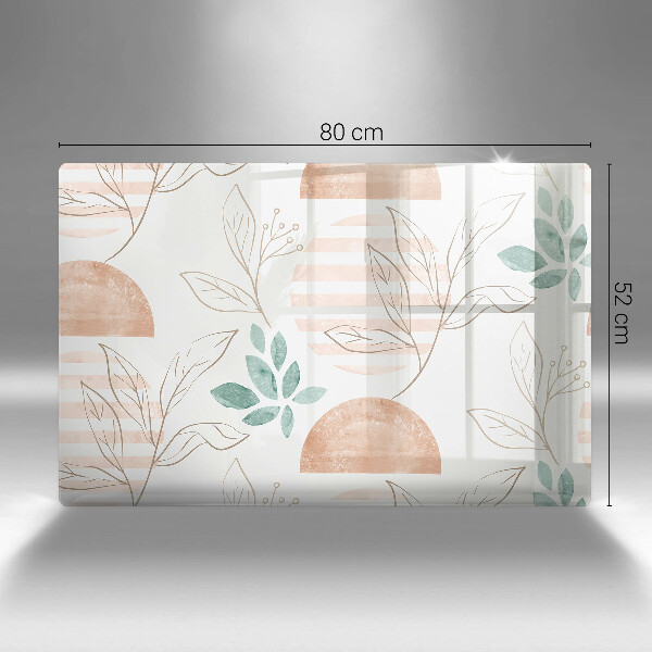 Skleněná deska za sporák Boho listy vzor