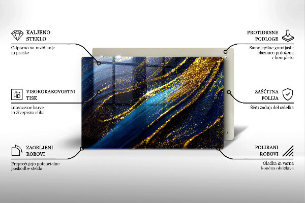 Skleněná deska za sporák Námořnická modrá abstrakce