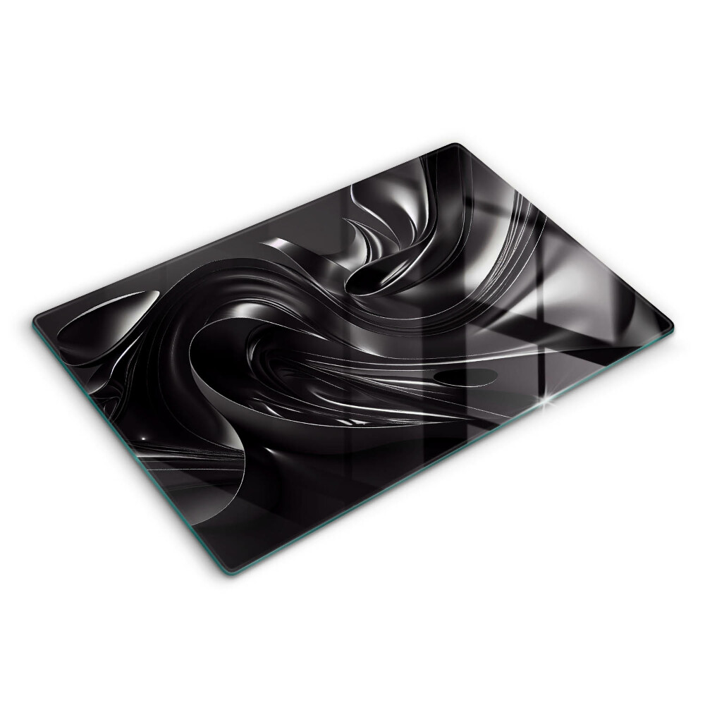 Skleněná deska za sporák Abstraktní černá hmota