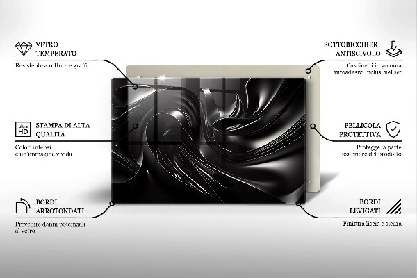 Skleněná deska za sporák Abstraktní černá hmota