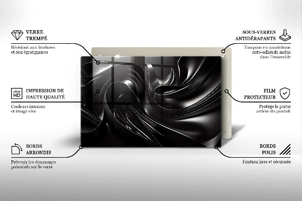 Skleněná deska za sporák Abstraktní černá hmota