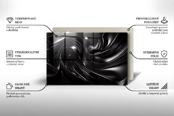 Skleněná deska za sporák Abstraktní černá hmota