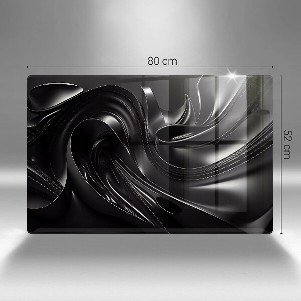 Skleněná deska za sporák Abstraktní černá hmota