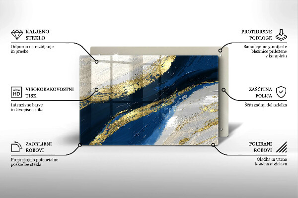 Skleněná deska za sporák Textura se zlatem