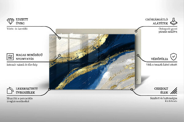 Skleněná deska za sporák Textura se zlatem