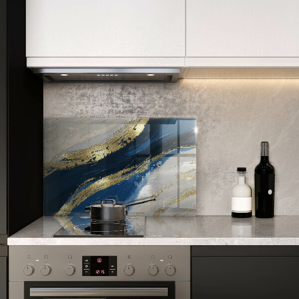 Skleněná deska za sporák Textura se zlatem