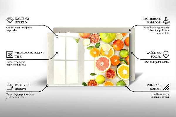 Skleněná deska za sporák Citrusové plody