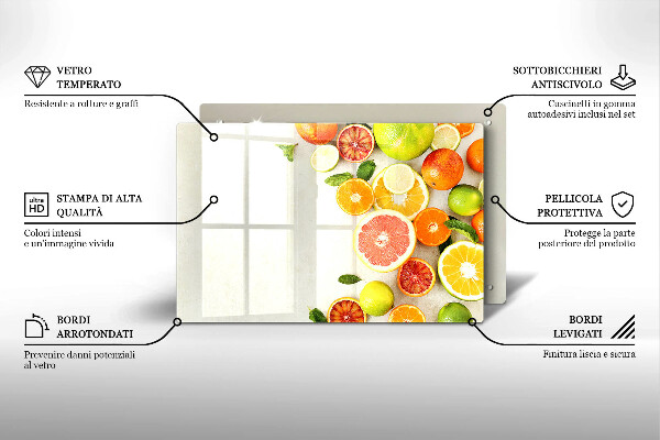 Skleněná deska za sporák Citrusové plody