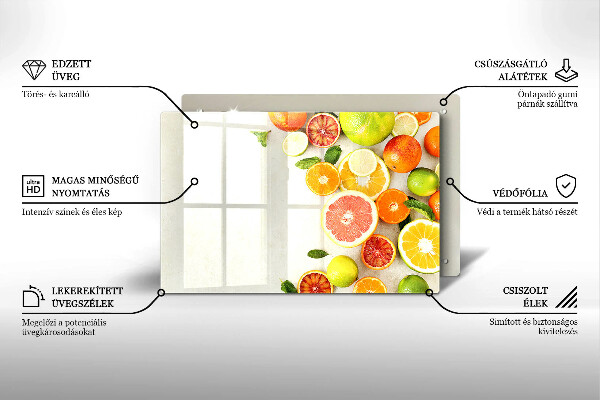 Skleněná deska za sporák Citrusové plody