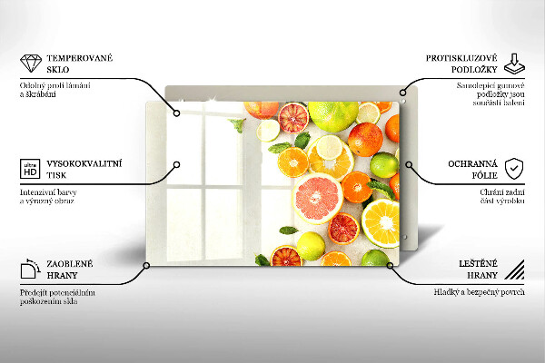 Skleněná deska za sporák Citrusové plody