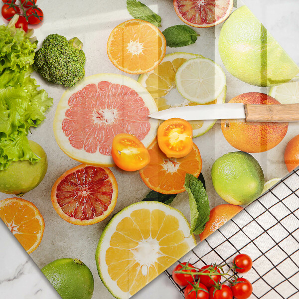 Skleněná deska za sporák Citrusové plody