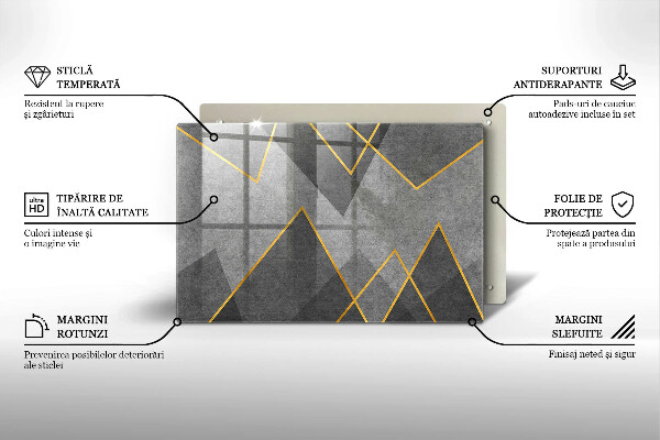 Skleněná deska za sporák Ostré tvary