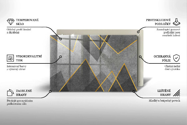 Skleněná deska za sporák Ostré tvary