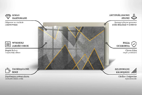 Skleněná deska za sporák Ostré tvary