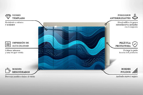 Skleněná deska za sporák Abstraktní vlny