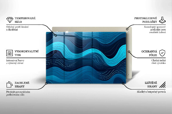 Skleněná deska za sporák Abstraktní vlny