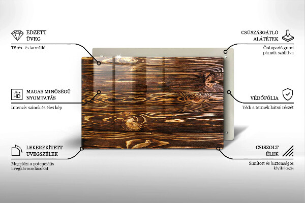Skleněná deska za sporák Textura dřeva