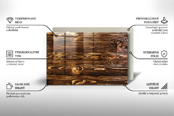 Skleněná deska za sporák Textura dřeva