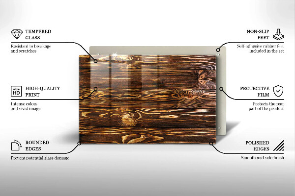 Skleněná deska za sporák Textura dřeva