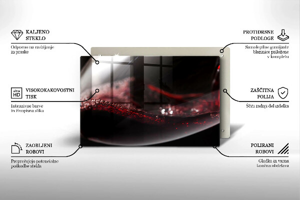 Skleněná deska za sporák Červené víno ve sklenici