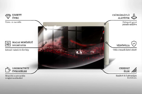 Skleněná deska za sporák Červené víno ve sklenici