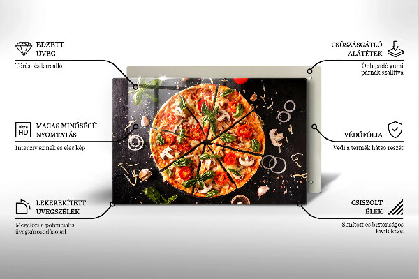 Skleněná deska za sporák Pizza s houbami