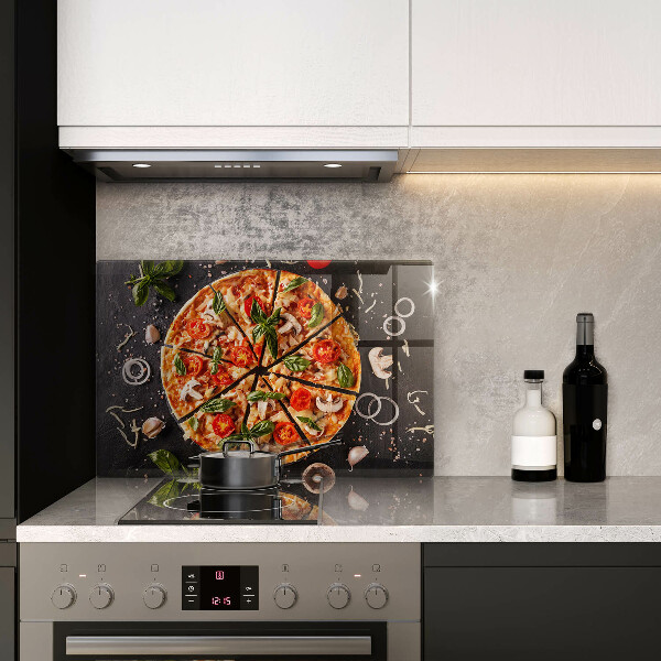 Skleněná deska za sporák Pizza s houbami