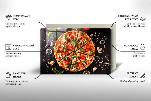 Skleněná deska za sporák Pizza s houbami