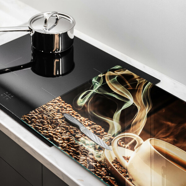 Skleněná deska za sporák Šálek a kávová zrna