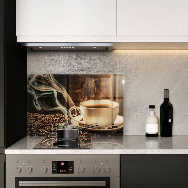 Skleněná deska za sporák Šálek a kávová zrna