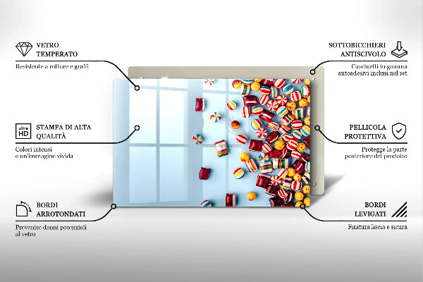 Skleněná deska za sporák Barevné bonbóny
